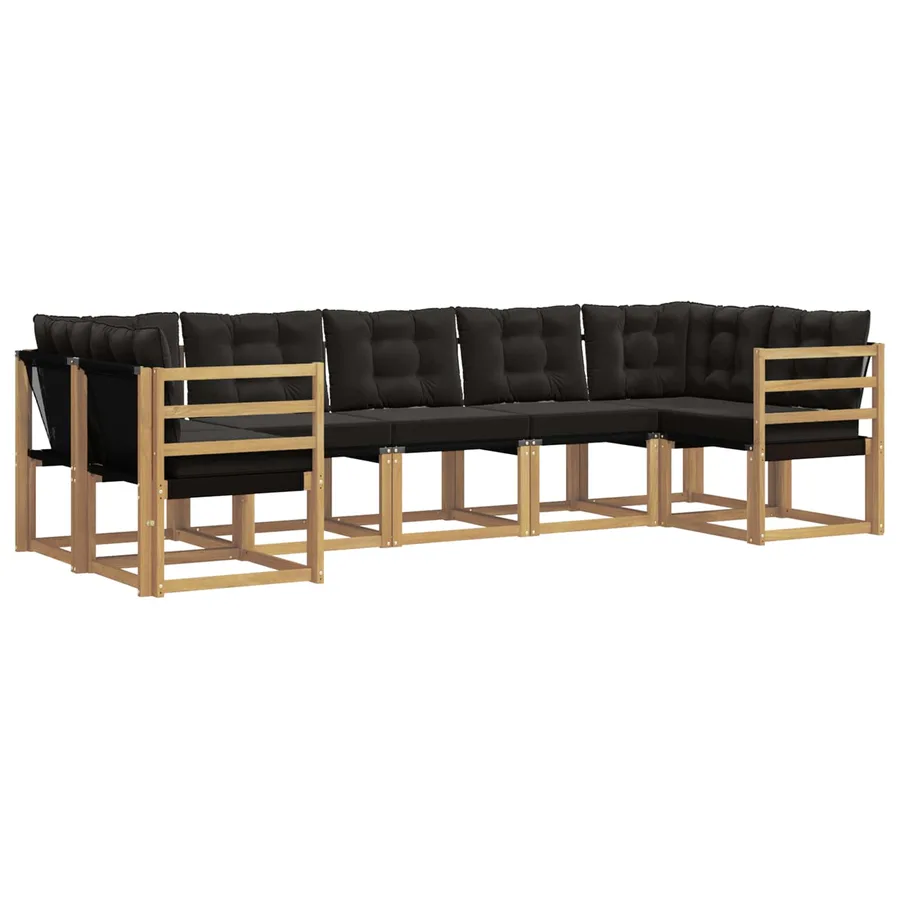 Ensemble de canapés d'extérieur 7 pcs Blanc et noir - 2
