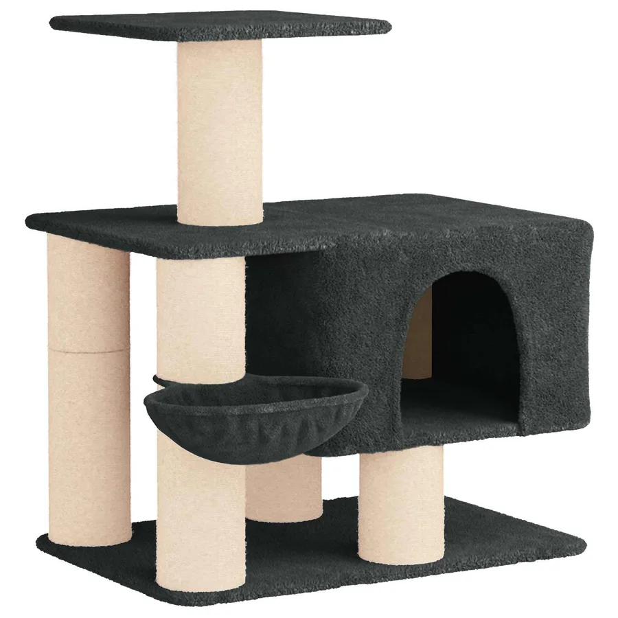 Arbre à chat avec poteaux à griffer en sisal Gris foncé 96 cm - 2