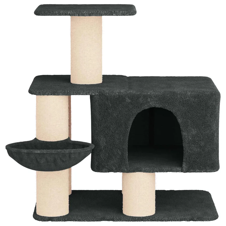 Arbre à chat avec poteaux à griffer en sisal Gris foncé 96 cm - 4