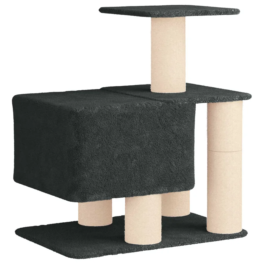 Arbre à chat avec poteaux à griffer en sisal Gris foncé 96 cm - 6