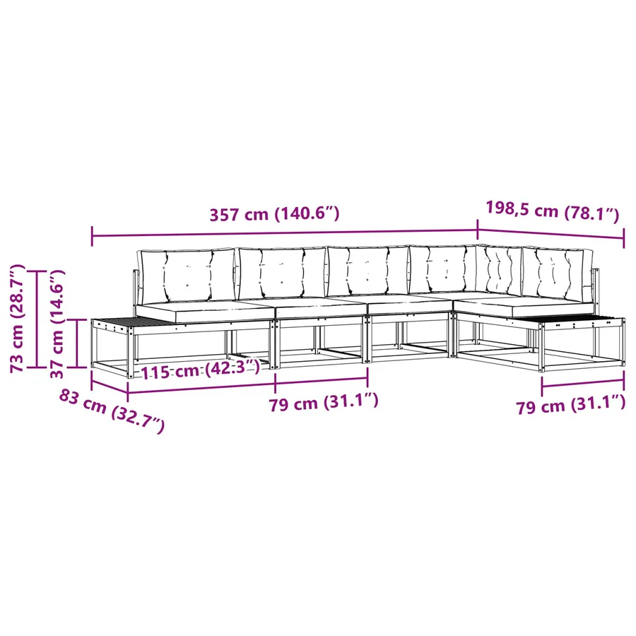 6 pcs Ensemble de canapés d'extérieur Polyester Blanc et crème - 9