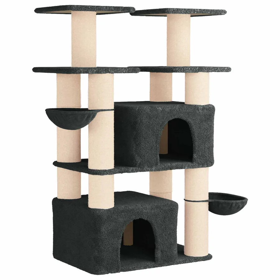 Arbre à chat avec poteaux à griffer en sisal 2 pc Gris foncé - 2