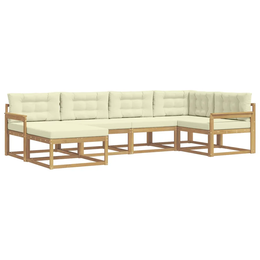 Ensemble de canapés d'extérieur 5 pcs Blanc et crème Polyester - 2