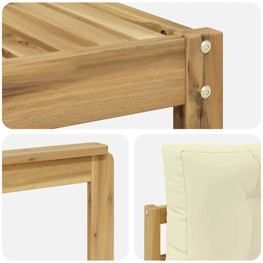 Ensemble de canapés d'extérieur 5 pcs Blanc et crème Polyester - 6