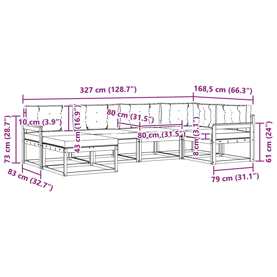 Ensemble de canapés d'extérieur 5 pcs Blanc et crème Polyester - 7