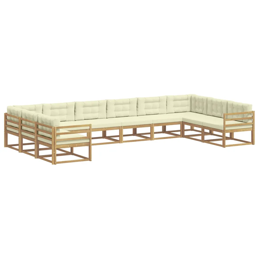 Ensemble de canapés d'extérieur 10 pcs Blanc et crème - 2