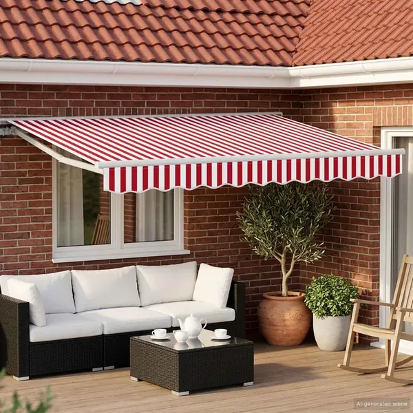 Auvent rétractable électrique Rouge et Blanc 2,5 x 2 m