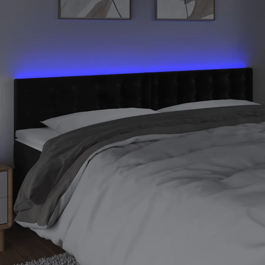Tête de lit à LED Noir 200x5x78/88 cm Velours - 3