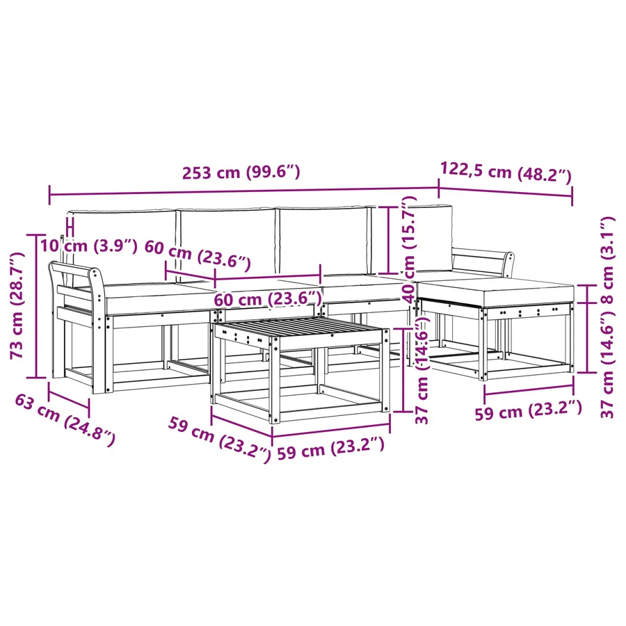Ensemble de canapés d'extérieur 6 pcs Blanc et anthracite - 7