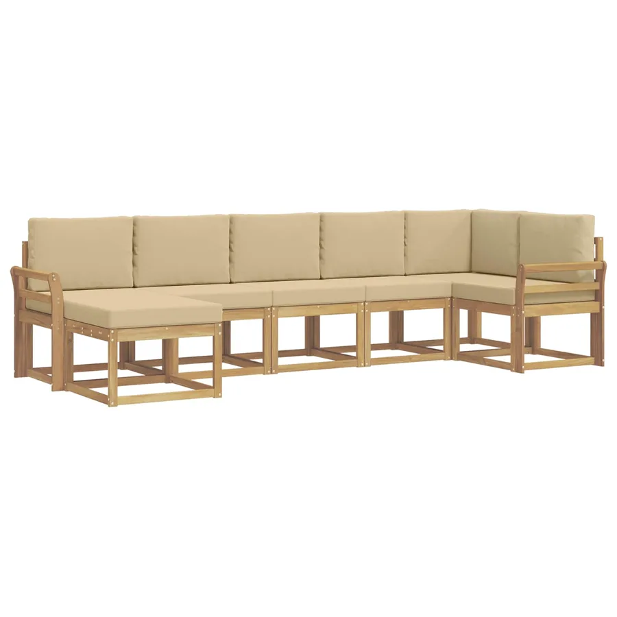Ensemble de canapés d'extérieur 7 pcs Blanc et Beige Polyester - 2