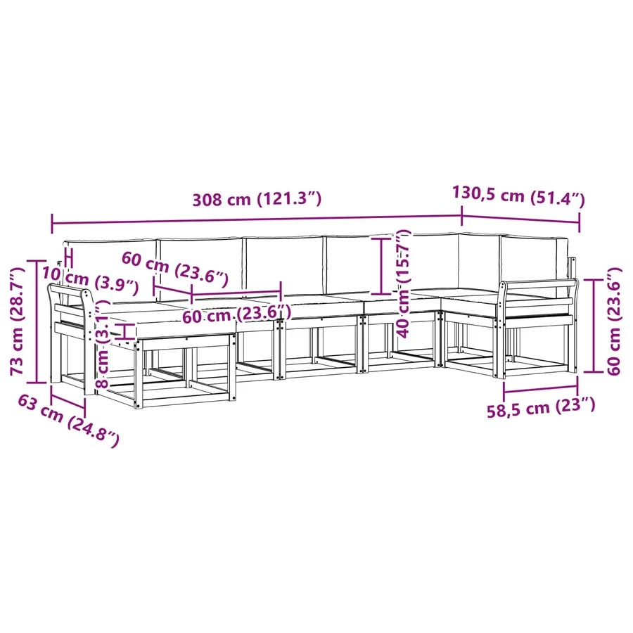 Ensemble de canapés d'extérieur 7 pcs Blanc et Beige Polyester - 8