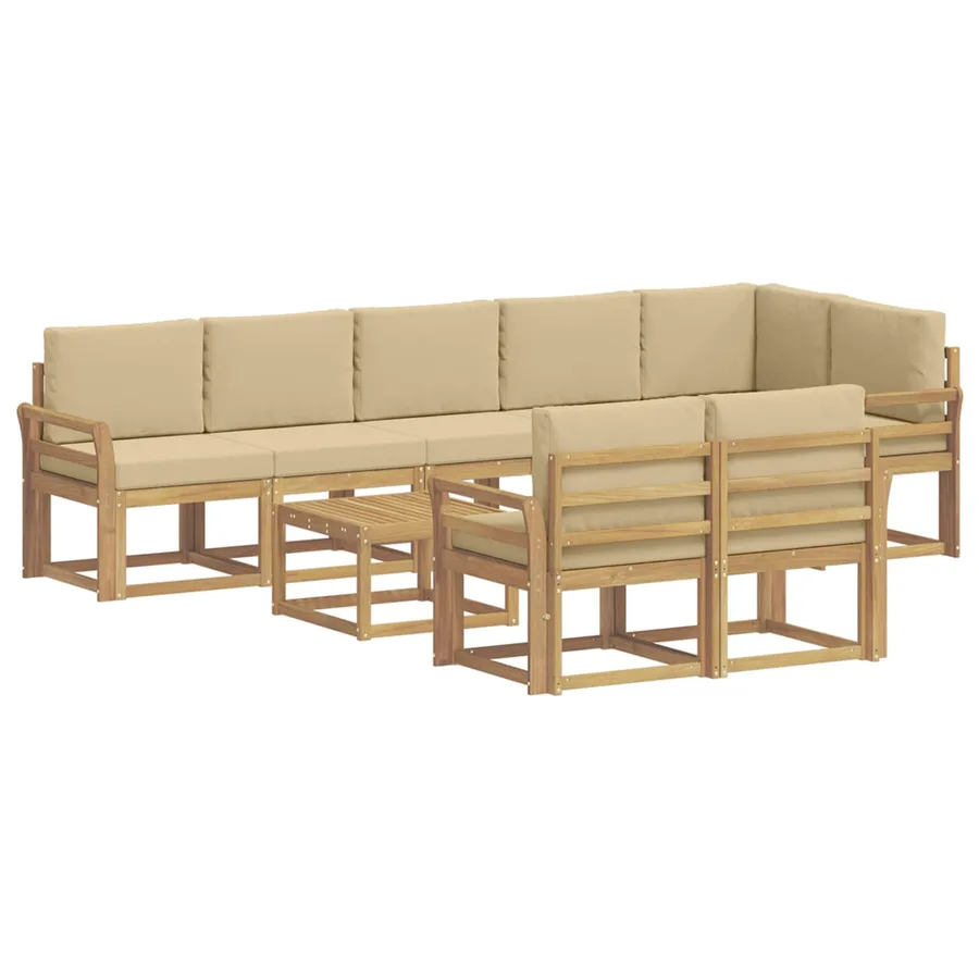 Ensemble de canapés d'extérieur 9 pcs Blanc et Beige Polyester - 2