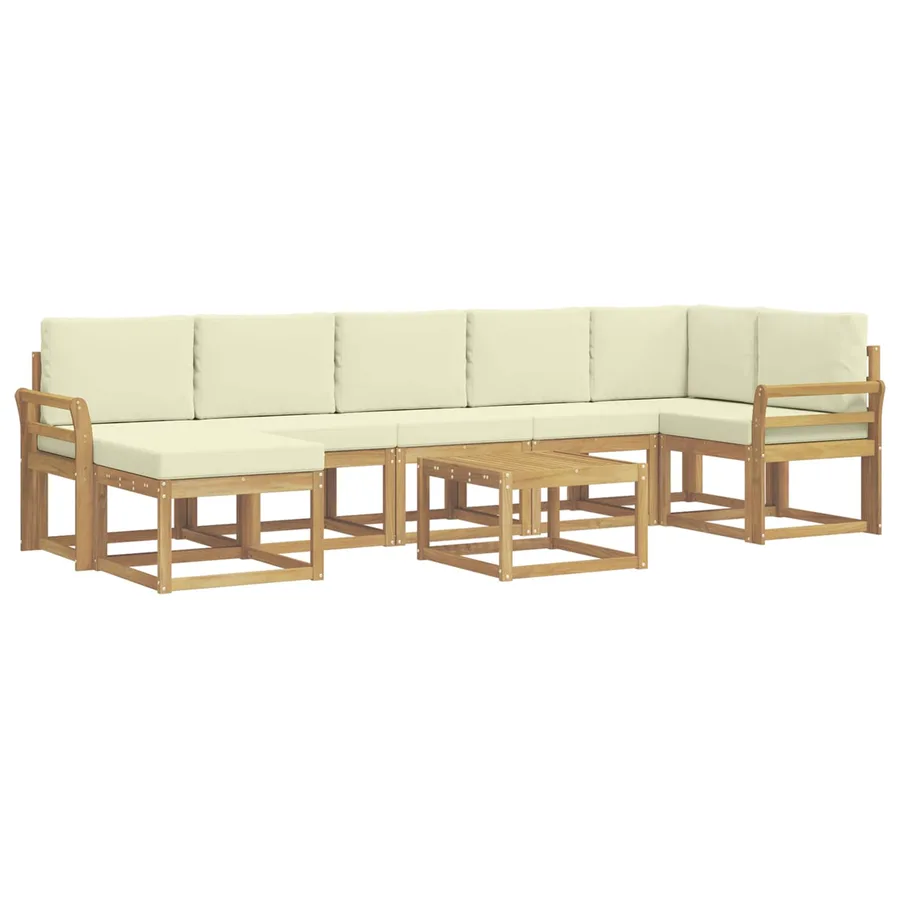 Ensemble de canapés d'extérieur 8 pcs Blanc et crème Polyester - 2
