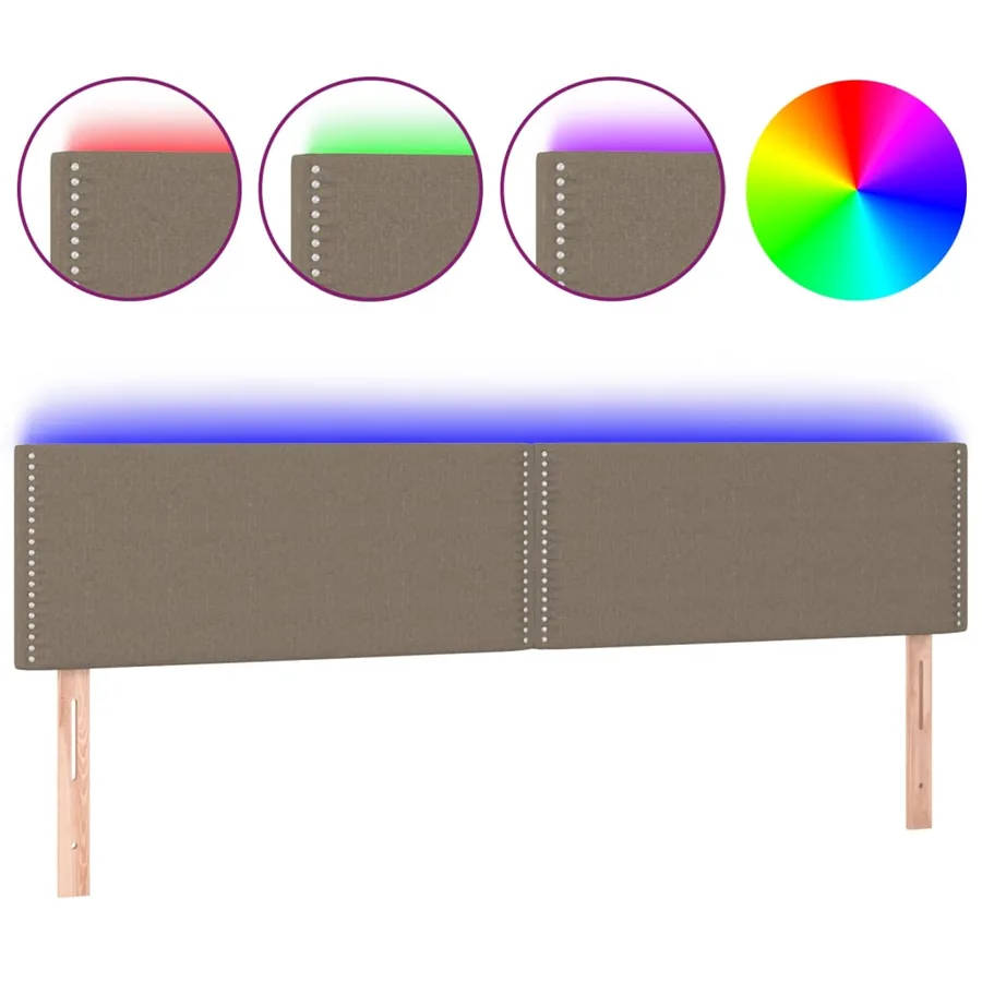 Tête de lit à LED Taupe 180x5x78/88 cm Tissu - 2
