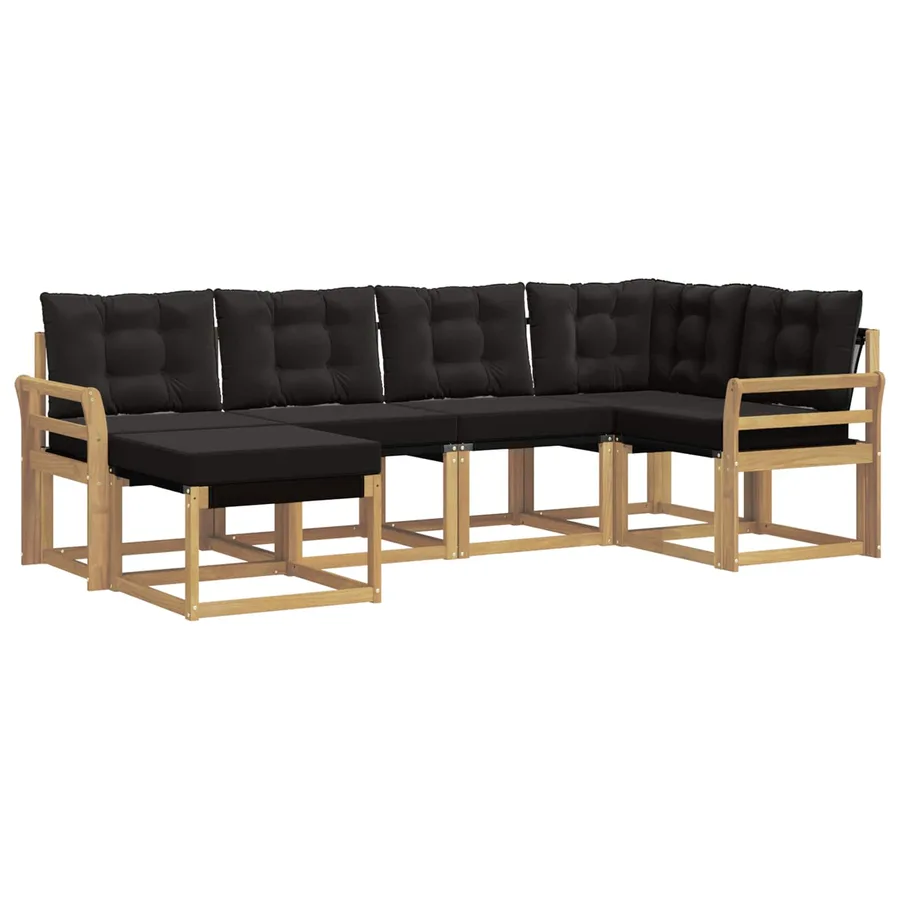 Ensemble de canapés d'extérieur 6 pcs Blanc et noir - 2