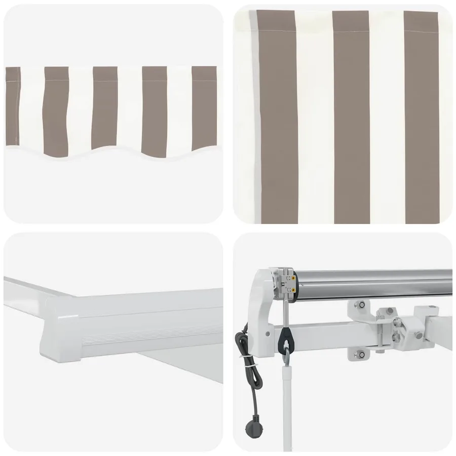 Auvent rétractable Gris clair et blanc 600 × 300 cm Polyester - 6