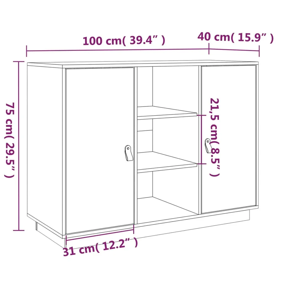 Buffet Blanc 100x40x75 cm Bois massif de pin - 10