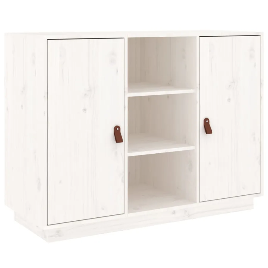 Buffet Blanc 100x40x75 cm Bois massif de pin - 2