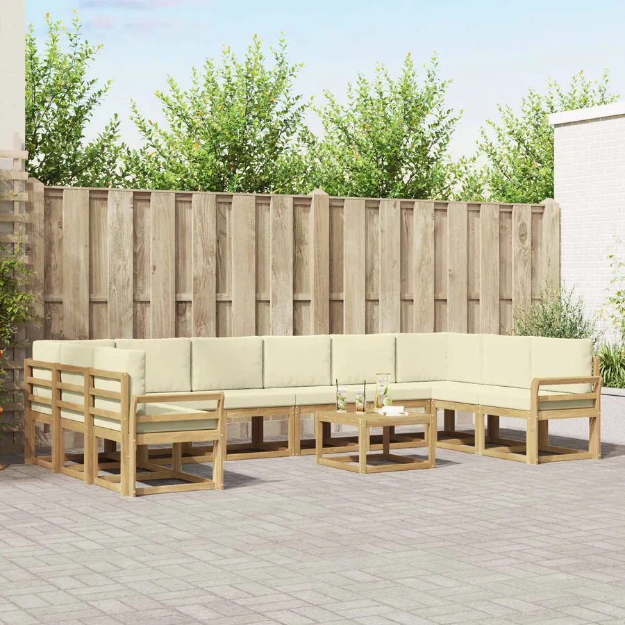 Ensemble de canapés d'extérieur 11 pcs Blanc et crème
