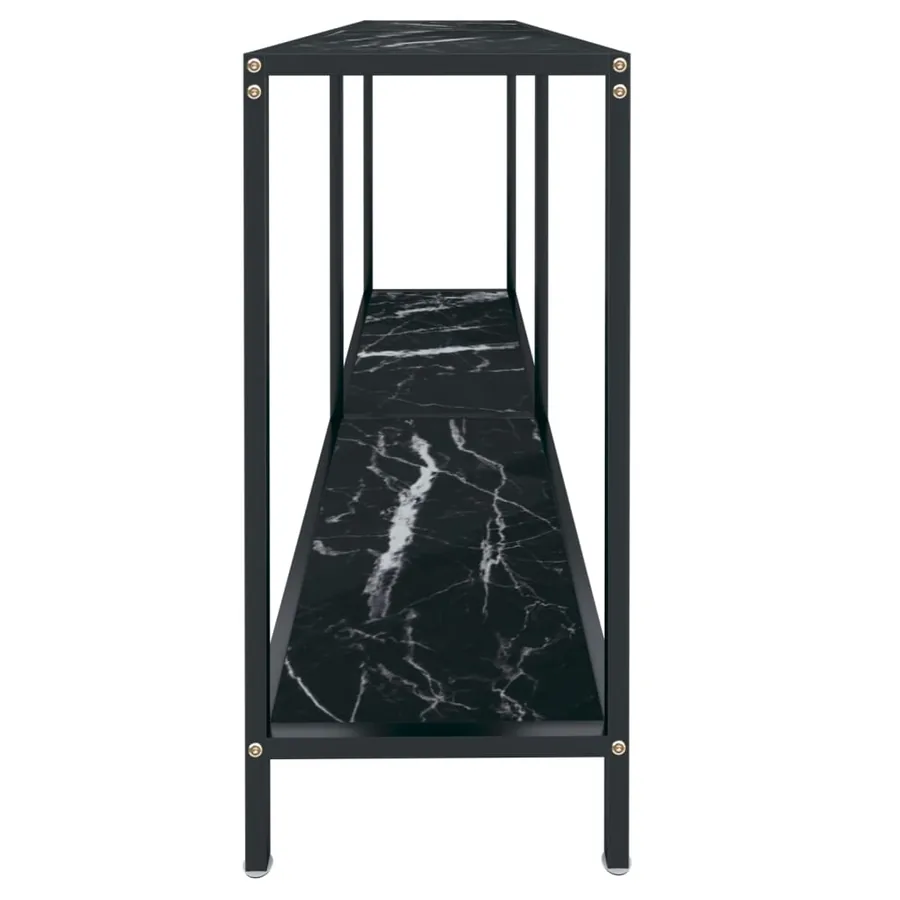Table console Noir 140x35x75,5 cm Verre trempé - 4