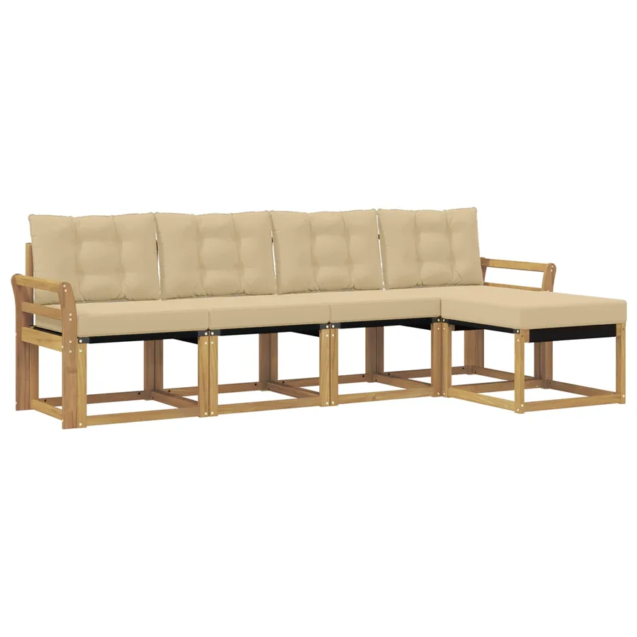 Ensemble de canapés d'extérieur 5 pcs Blanc et Beige - 2