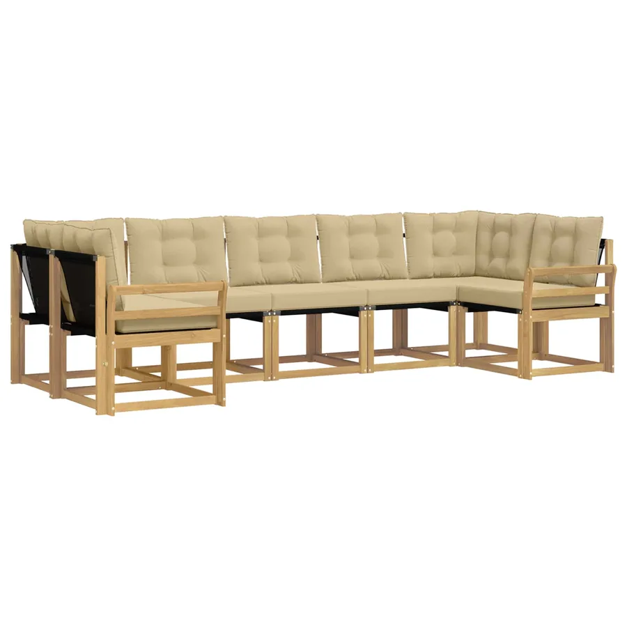 Ensemble de canapés d'extérieur 7 pcs Blanc et Beige - 2
