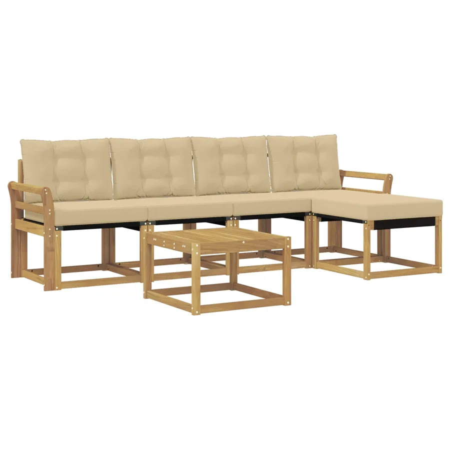 Ensemble de canapés d'extérieur 6 pcs Blanc et Beige - 2