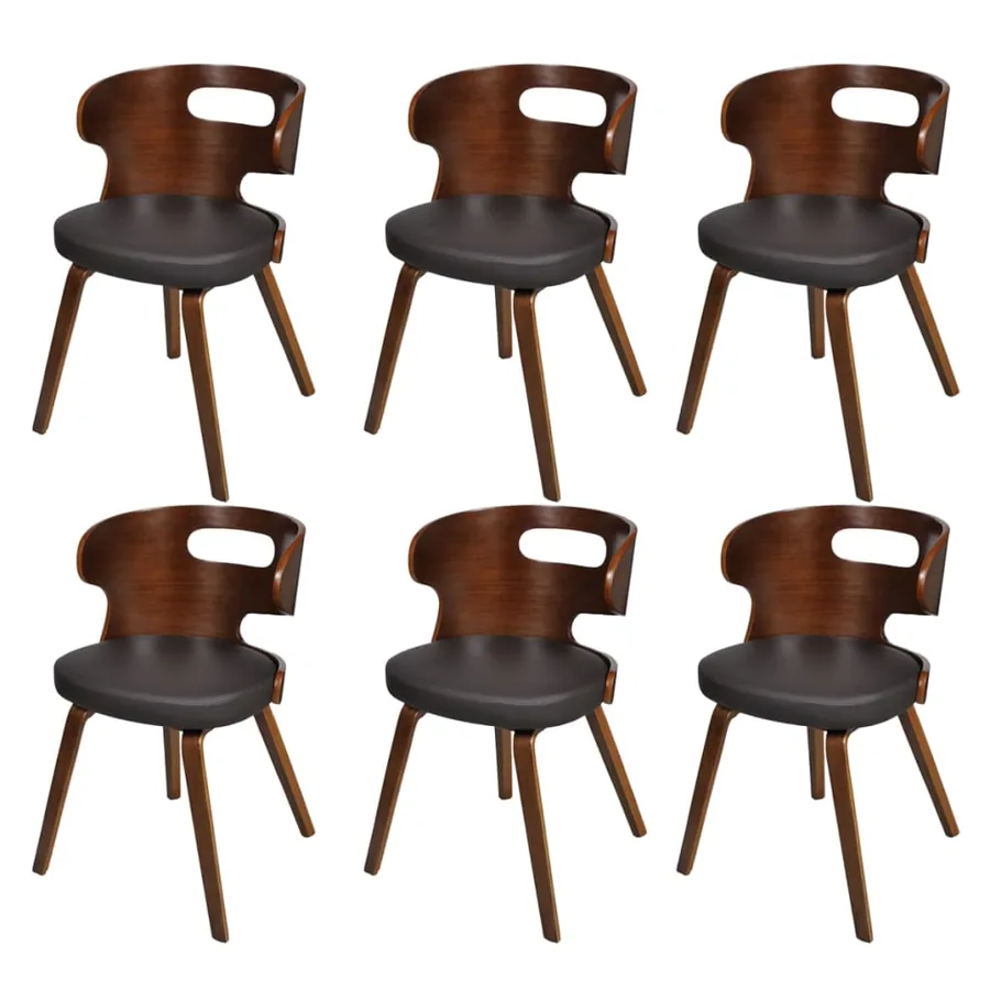 Chaises à manger lot de 6 marron similicuir