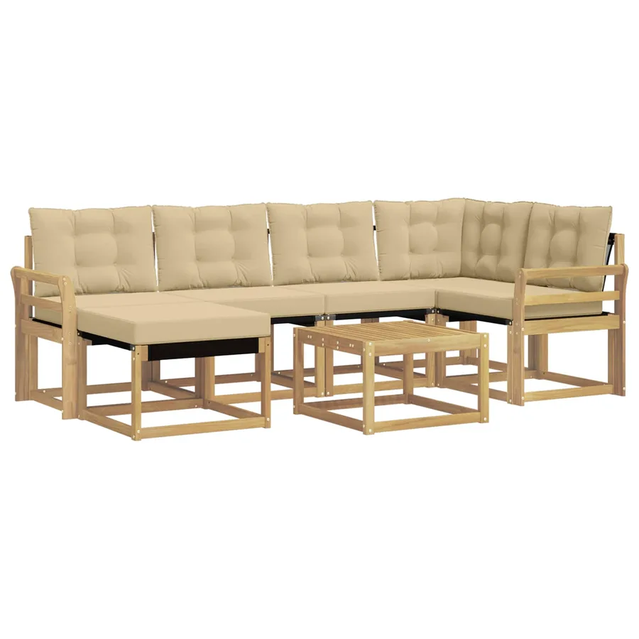 Ensemble de canapés d'extérieur 7 pcs Blanc et Beige - 2