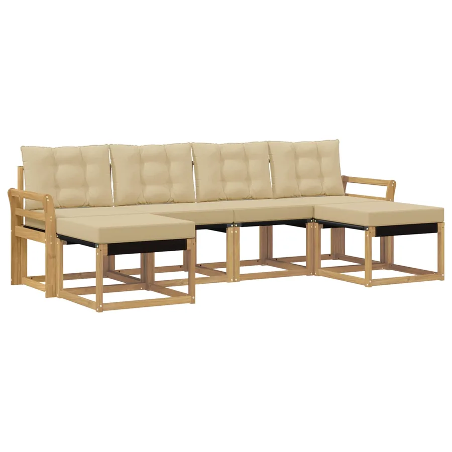 Ensemble de canapés d'extérieur 6 pcs Blanc et Beige - 2