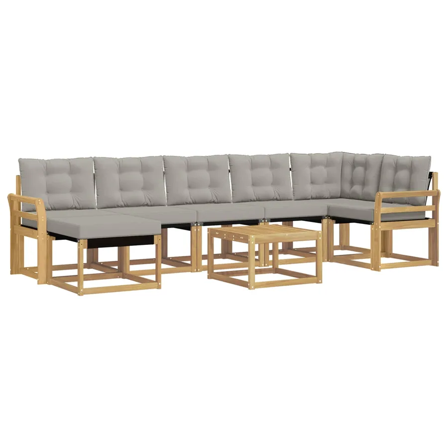 Ensemble de canapés d'extérieur 8 pcs Blanc et gris clair - 2