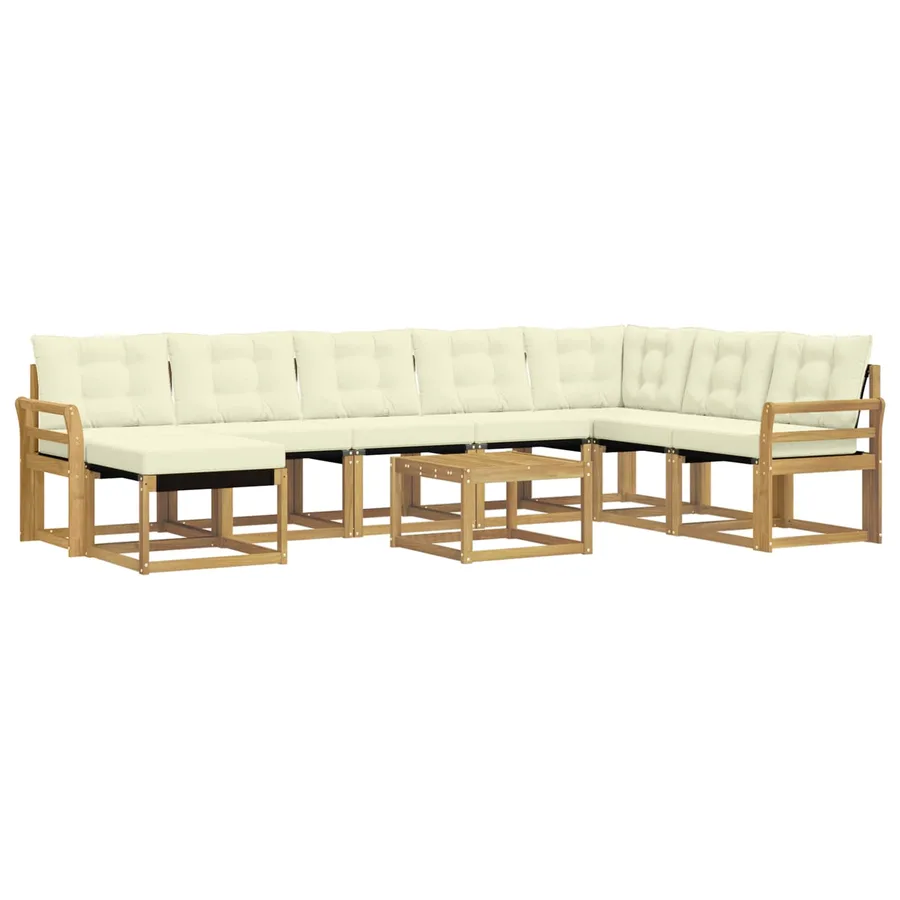 Ensemble de canapés d'extérieur 9 pcs Blanc et crème - 2