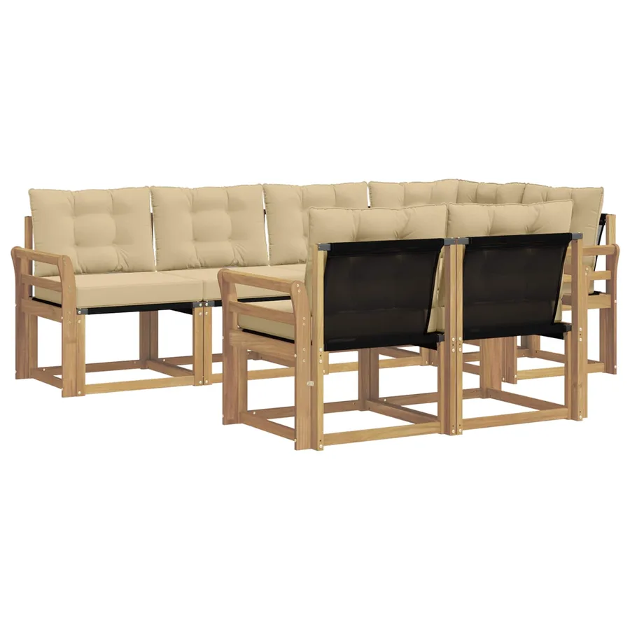 Ensemble de canapés d'extérieur 7 pcs Blanc et Beige - 2