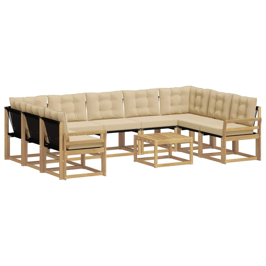 Ensemble de canapés d'extérieur 10 pcs Blanc et Beige - 2