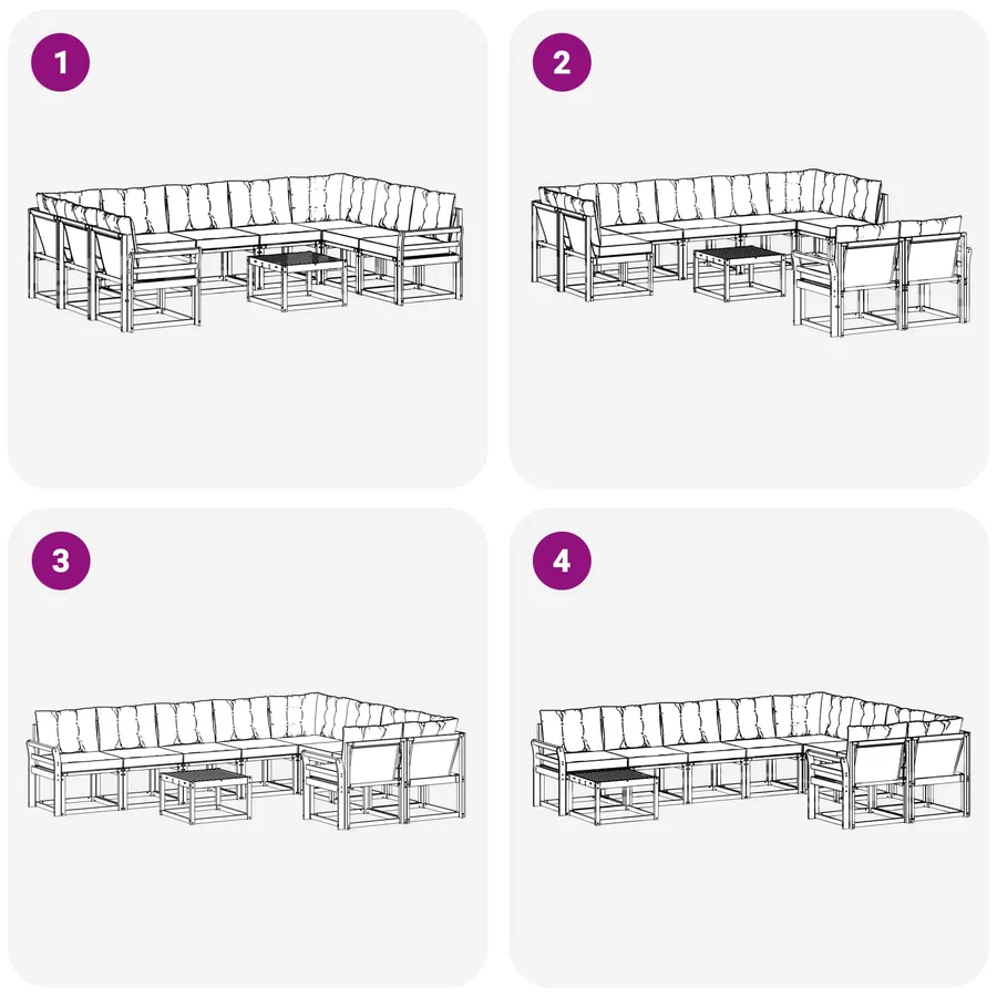 Ensemble de canapés d'extérieur 10 pcs Blanc et Beige - 9