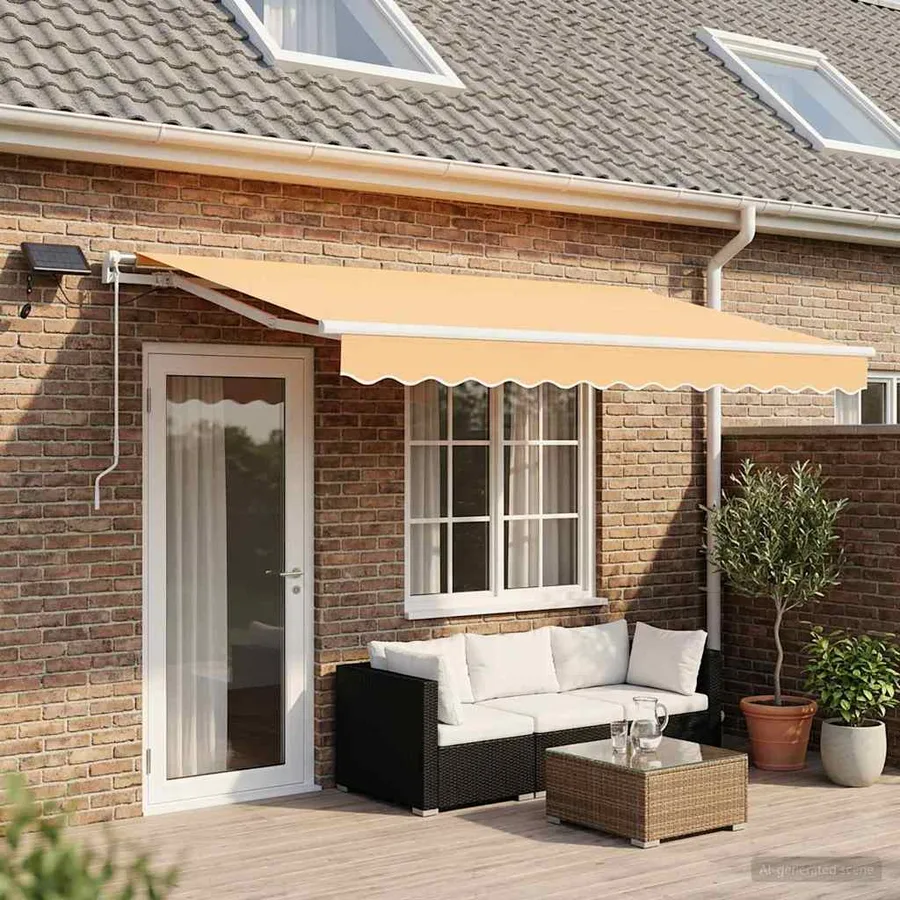 Auvent rétractable Sable 500 × 350 cm Tissu et Aluminium - 3