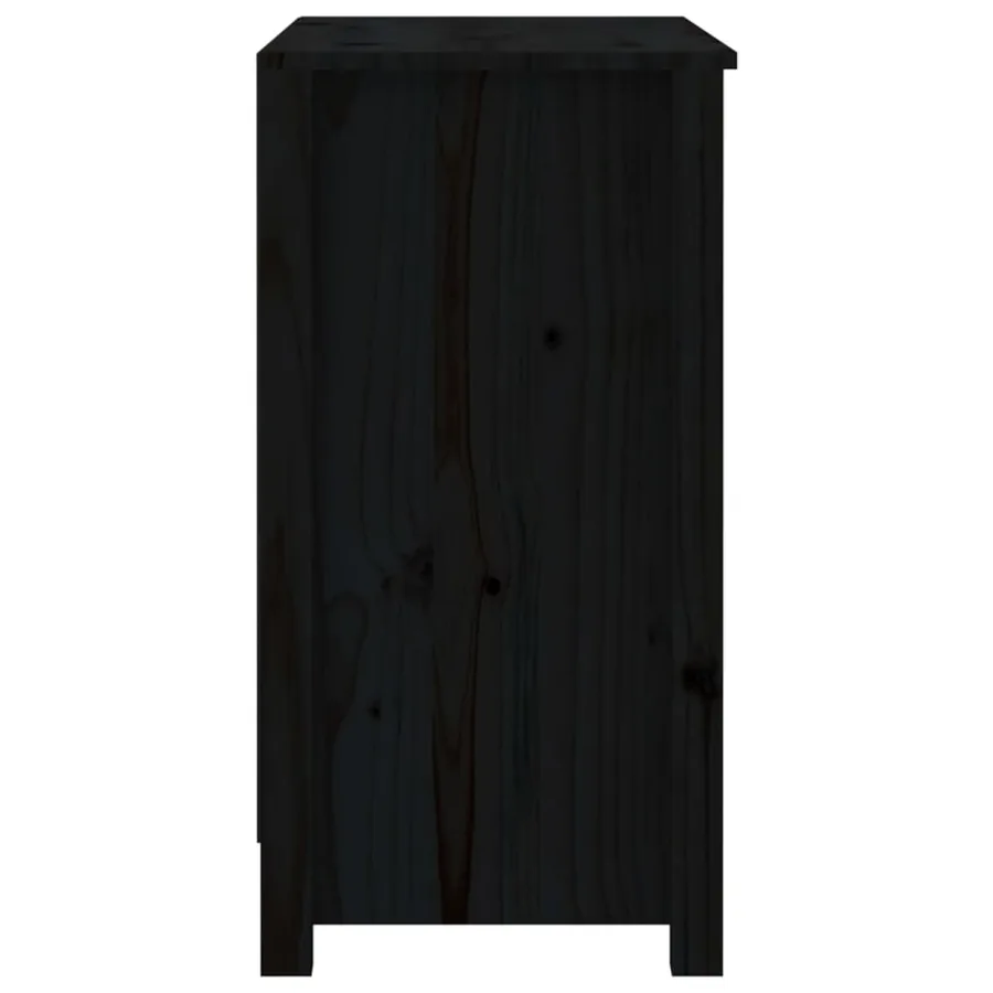 Bibliothèque Noir 80x35x68 cm Bois de pin massif - 6