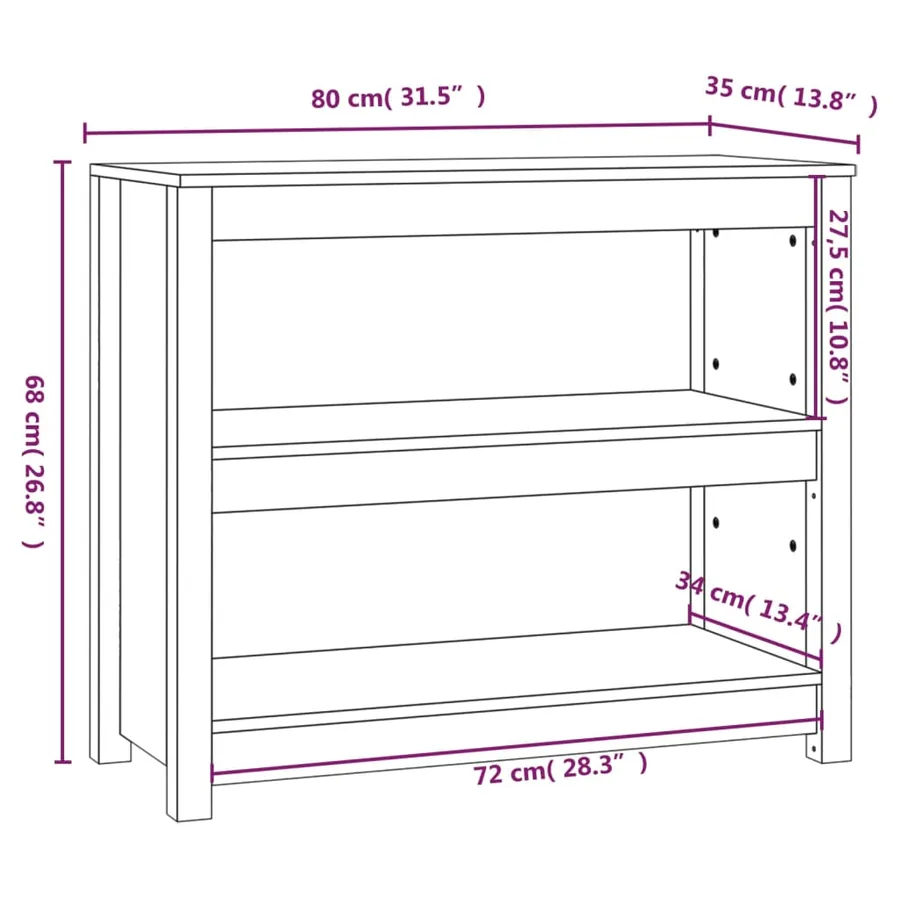Bibliothèque Noir 80x35x68 cm Bois de pin massif - 8