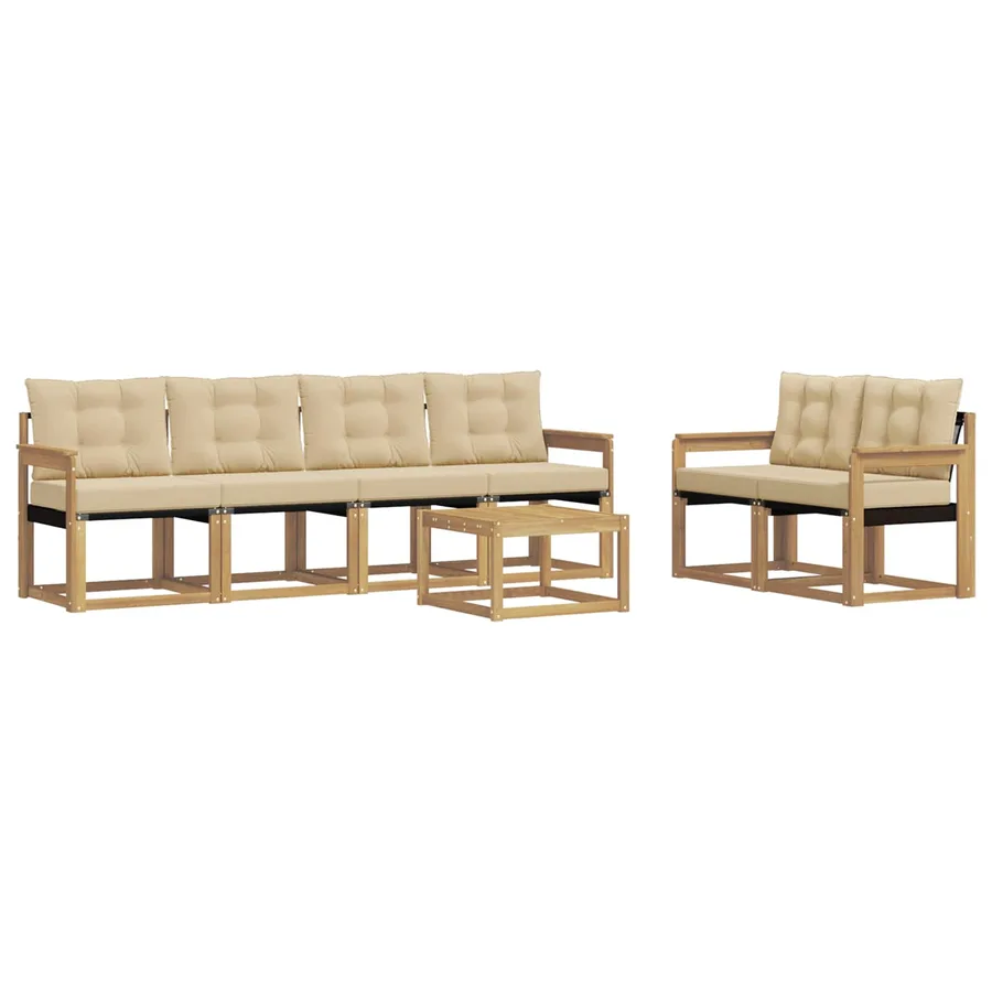 Ensemble de canapés d'extérieur 7 pcs Blanc et Beige - 2