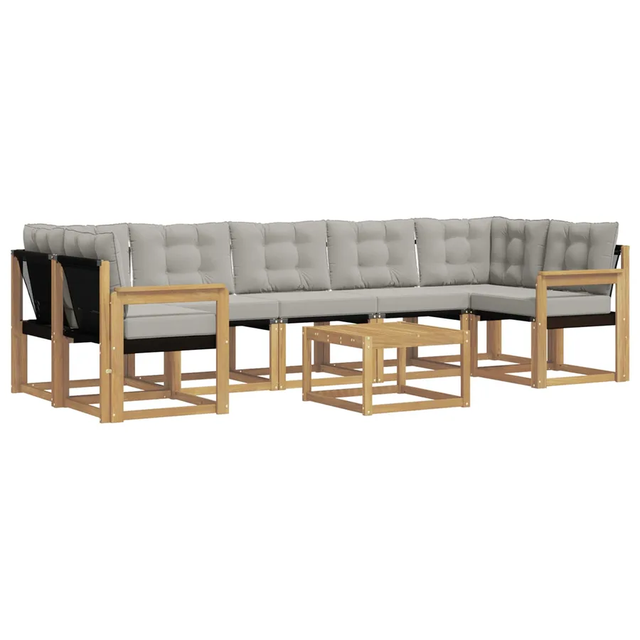 Ensemble de canapés d'extérieur 8 pcs Blanc et gris clair - 2