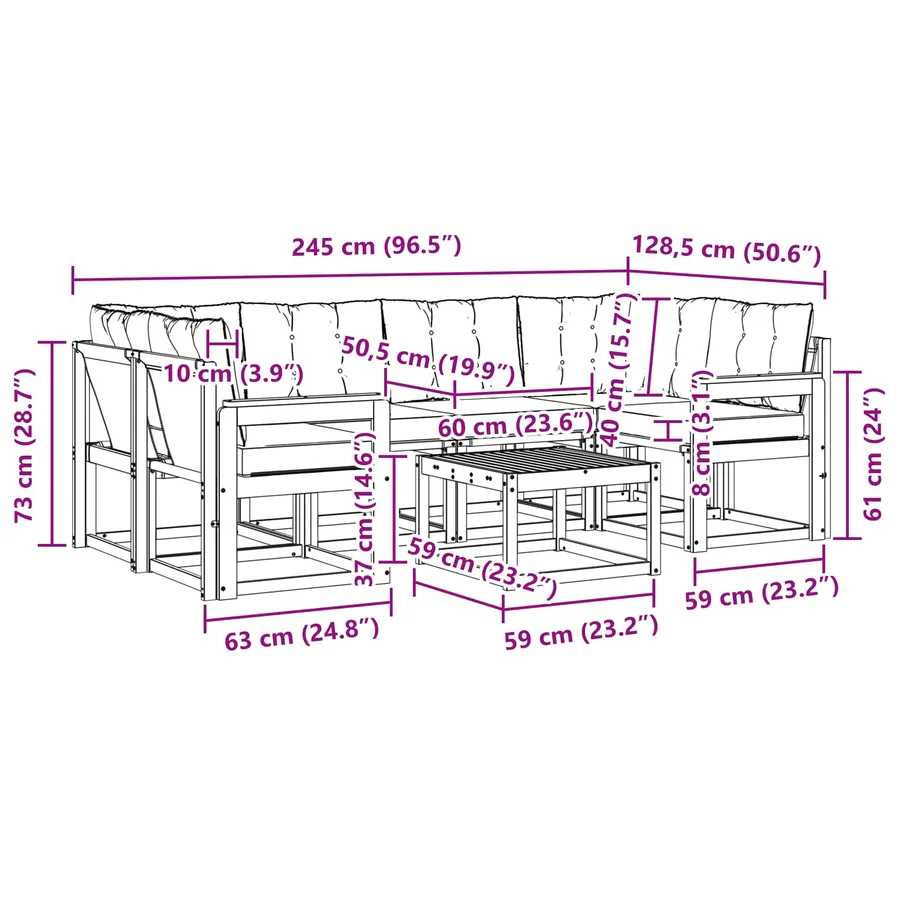 Ensemble de canapés d'extérieur 7 pcs Blanc et crème - 9
