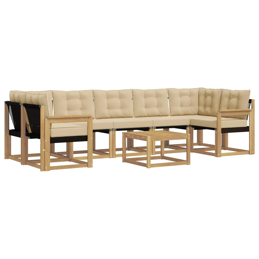 Ensemble de canapés d'extérieur 8 pcs Blanc et Beige - 2