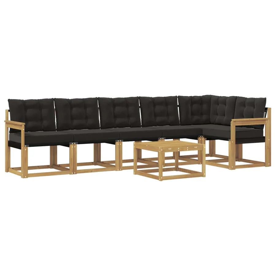 Ensemble de canapés d'extérieur 7 pcs Blanc et noir - 2