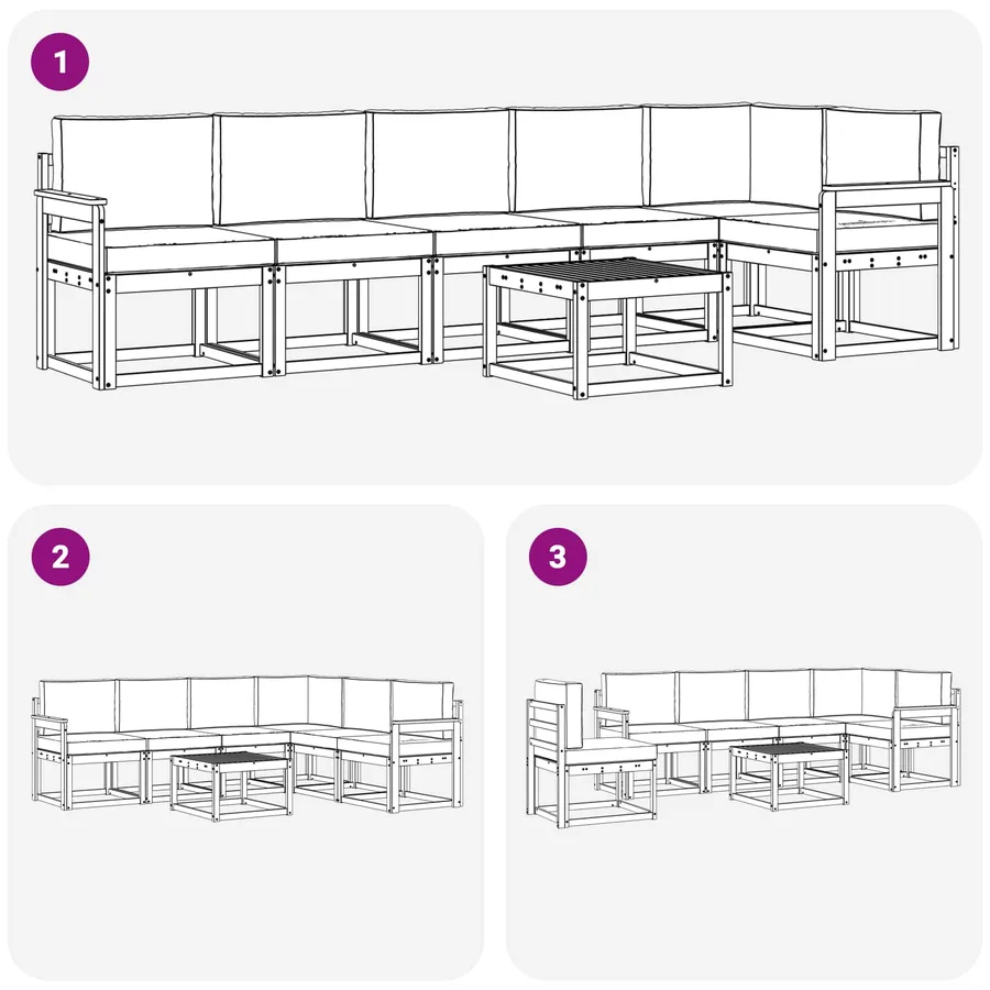 Ensemble de canapés d'extérieur 7 pcs Blanc et Beige Polyester - 7