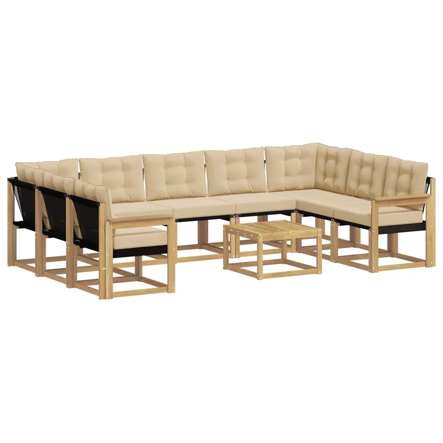 Ensemble de canapés d'extérieur 10 pcs Blanc et Beige - 2