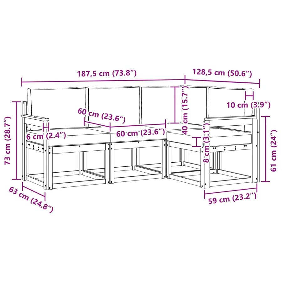 Ensemble de canapés d'extérieur 4 pcs Blanc et anthracite - 7