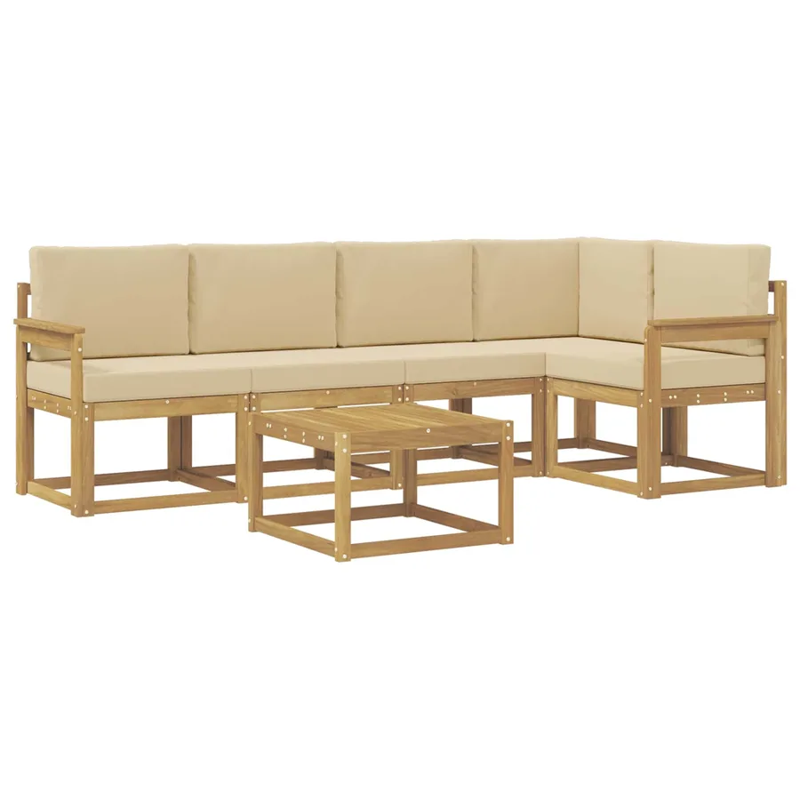 Ensemble de canapés d'extérieur 6 pcs Blanc et Beige - 2