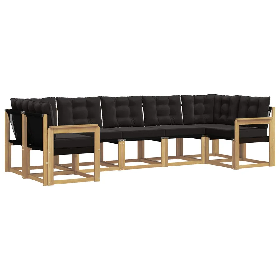 Ensemble de canapés d'extérieur 7 pcs Blanc et noir - 2