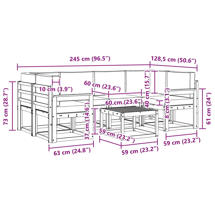 Ensemble de canapés d'extérieur 7 pcs Blanc et crème - 7