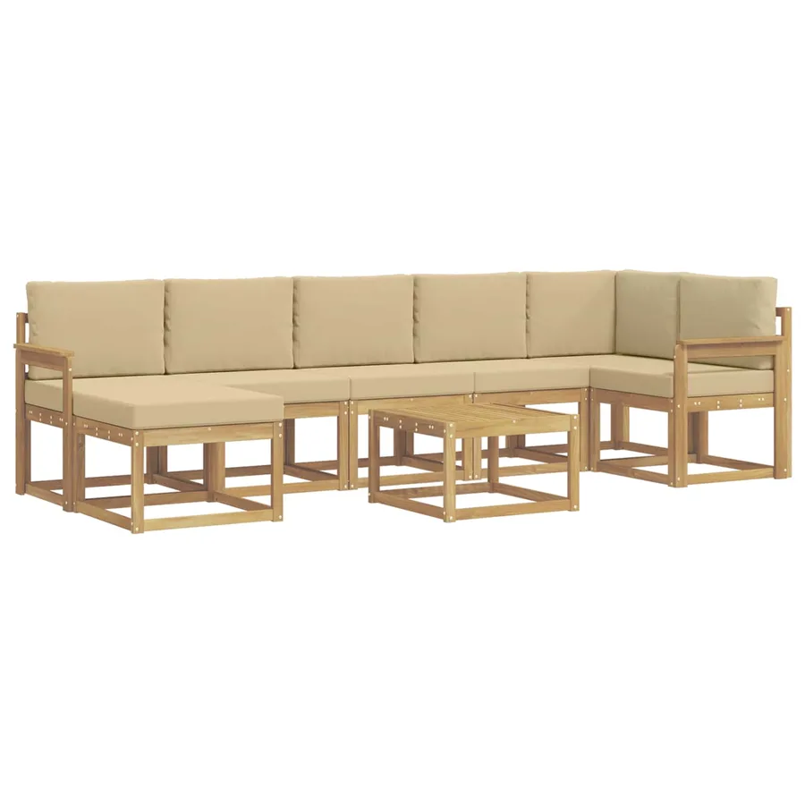 Ensemble de canapés d'extérieur 8 pcs Blanc et Beige Polyester - 2